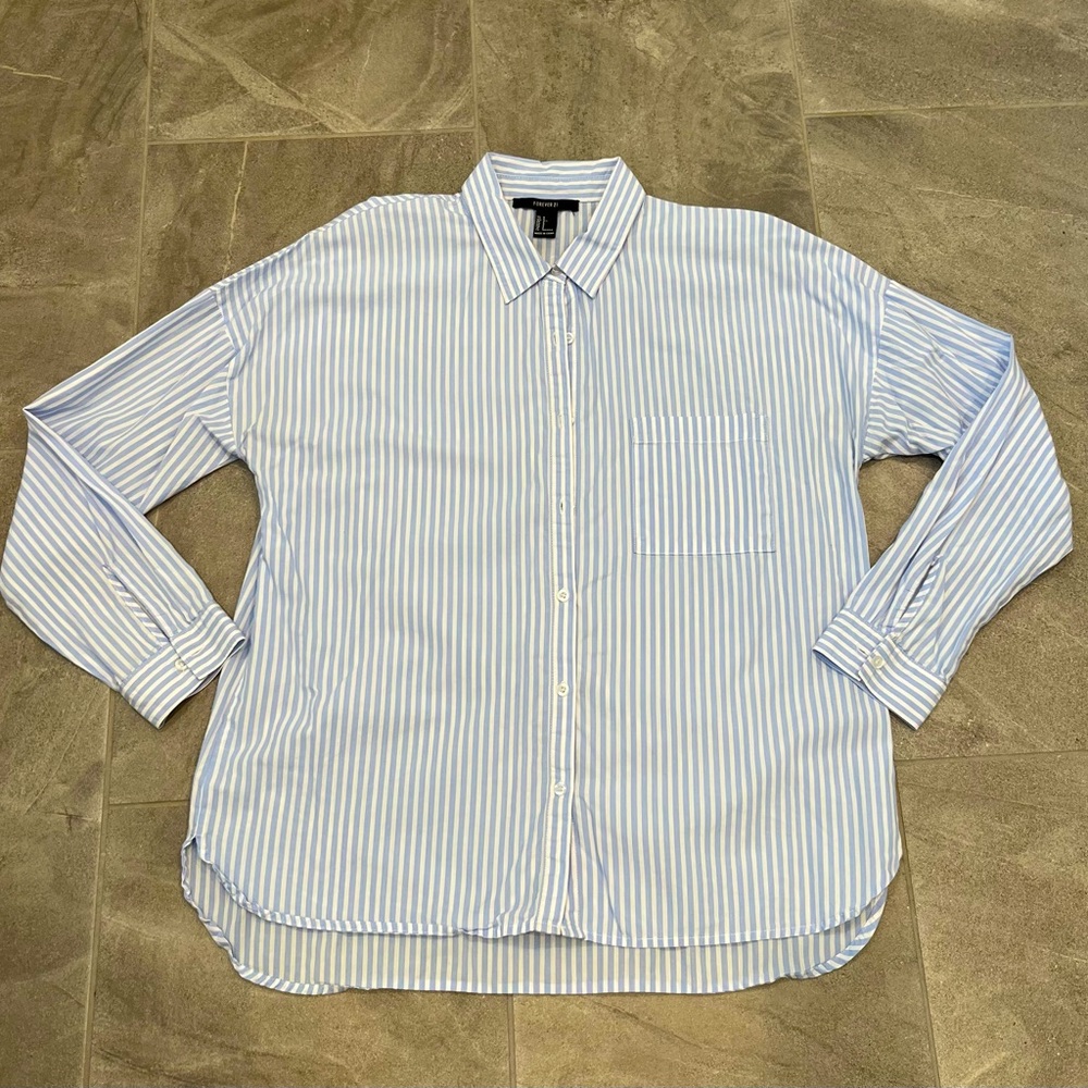F21 Cotton Blue and White Shirt